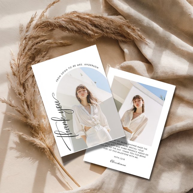 Cartão De Agradecimento Foto do Chá de panela de Estilo de Casamento Preto (Criador carregado)