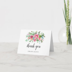 Cartão De Agradecimento Foto do Chá de panela Floral Pink Peony