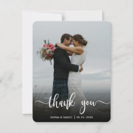 Cartão De Agradecimento Foto do Cheio de Casamento da Caligrafia Moderna