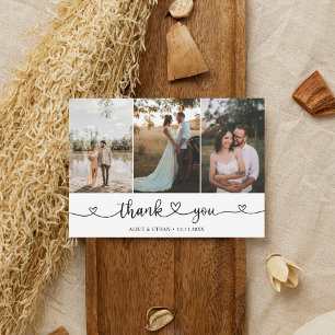 Cartão De Agradecimento Foto do Coração de Caligrafia de Hanescrita Bonita