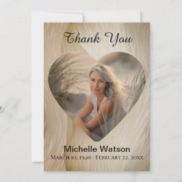 Cartão De Agradecimento Foto do Coração Funeral Elegante Dourada Obrigado