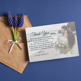 Cartão De Agradecimento foto do dia de casamento da caligrafia clássica el