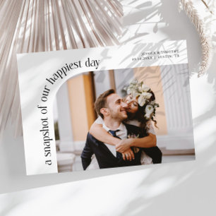 Cartão De Agradecimento Foto do Dia Mais Feliz Casamento Branco