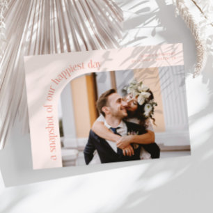 Cartão De Agradecimento Foto do Dia Mais Feliz Peachy de Casamento