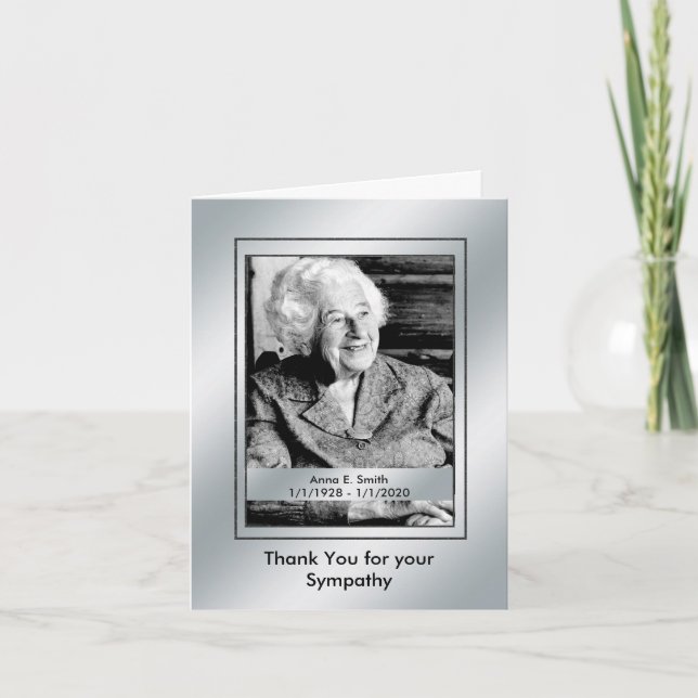 Cartão De Agradecimento Foto do Elegante Silver Obrigado pela sua simpatia (Frente)