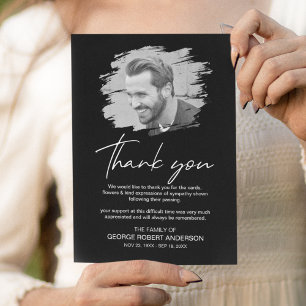 Cartão De Agradecimento Foto do Funeral de Efeito Arranchado Moderno Obrig