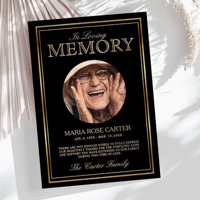 Cartão De Agradecimento Foto do Funeral de Simpatia Personalizada (Criador carregado)