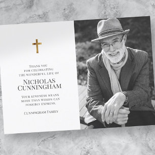Cartão De Agradecimento Foto do Funeral Memorial Moderno e Simples