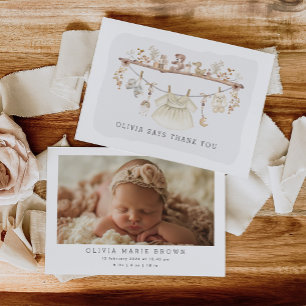 Cartão De Agradecimento Foto do infantário do Soft Boho Baby Girl