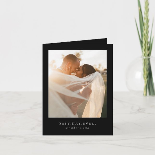 Cartão De Agradecimento Foto do Melhor Dia do Casamento Obrigado (Frente)