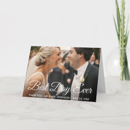 Cartão De Agradecimento Foto do Melhor Dia do Casamento Obrigado Dobrar