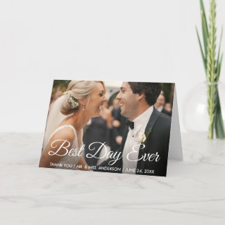 Cartão De Agradecimento Foto do Melhor Dia do Casamento Obrigado Dobrar