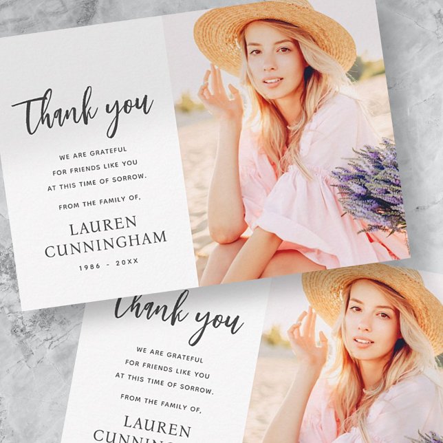 Cartão De Agradecimento Foto do Memorial Chic Simples Moderno (Criador carregado)