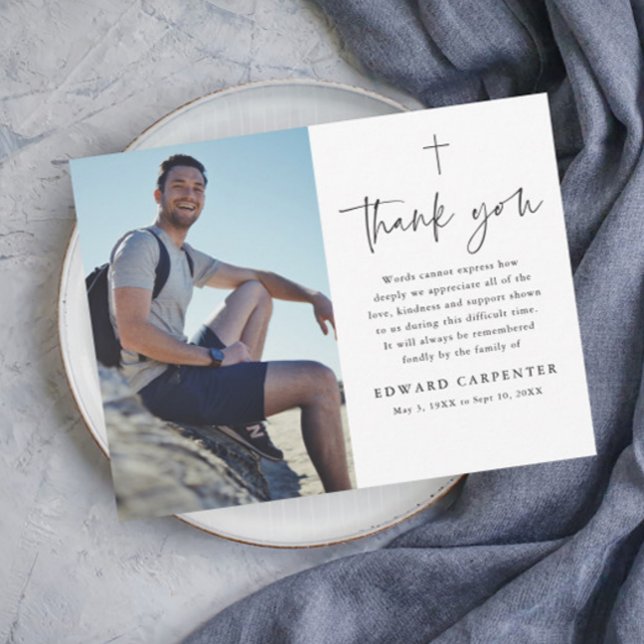 Cartão De Agradecimento Foto do Memorial Funeral Simples Mínimo (Criador carregado)