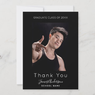 Cartão De Agradecimento Foto do obrigado preto branco da graduação