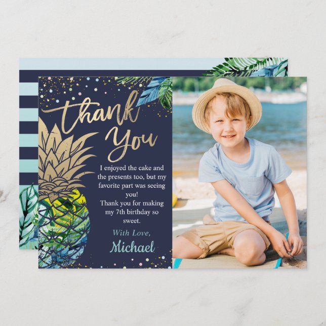Cartão De Agradecimento Foto do Partido da Praia do Abacaxi Tropical de ma (Frente/Verso)