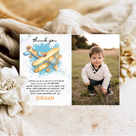 Cartão De Agradecimento Foto do Partido do primeiro aniversario do Avião V