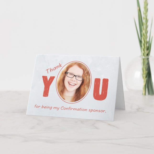 Cartão De Agradecimento Foto do patrocinador de confirmação Obrigado, Verm (Frente)