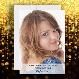 Cartão De Agradecimento Foto do Patrocinador Pageant Obrigado