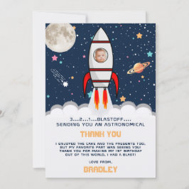 Cartão De Agradecimento Foto do primeiro aniversario espacial externo do A