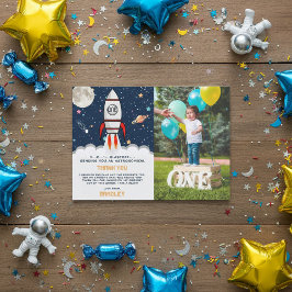 Cartão De Agradecimento Foto do primeiro aniversario espacial externo do A