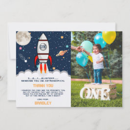 Cartão De Agradecimento Foto do primeiro aniversario espacial externo do A