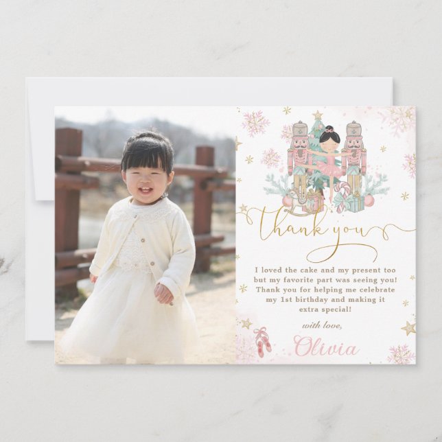 Cartão De Agradecimento Foto do primeiro aniversario Nutcracker Winter One (Frente)