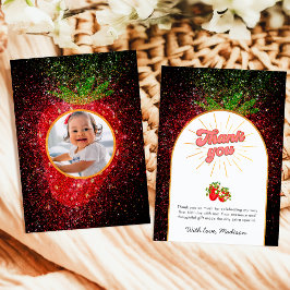 Cartão De Agradecimento Foto do Primeiro primeiro aniversario Berry Strawb