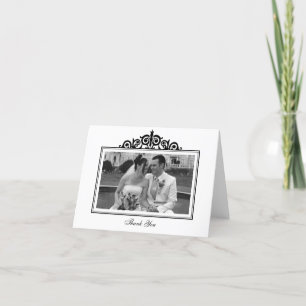 Cartão De Agradecimento Foto do quadro de rolagem branca preta - obrigado