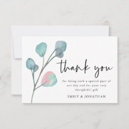 Cartão De Agradecimento Foto do script de Eucalyptus minimalista - Obrigad