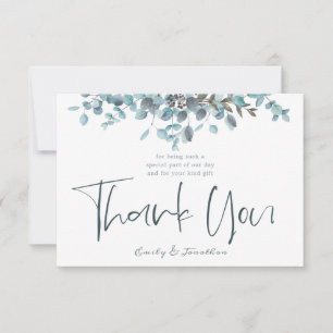 Cartão De Agradecimento Foto do script de Na moda do Eucalyptus com Aquare