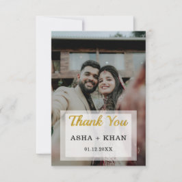 Cartão De Agradecimento Foto do Solteiro de Casamento Minimalista Moderno