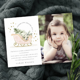 Cartão De Agradecimento Foto Dourada e  de inverno com cor branca