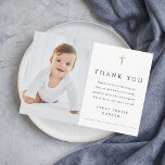 Cartão De Agradecimento Foto Dourada simples Batismo religioso<br><div class="desc">Simples Cartões de agradecimentos de Batismo Religioso com Foto Cruzada Dourada com mínima cruz de folha de ouro. Clique no botão editar para personalizar este design com seus detalhes.</div>