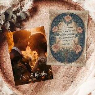 Cartão De Agradecimento Foto Elegante Arch Art Nouveau Casamento