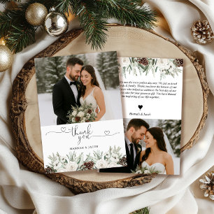 Cartão De Agradecimento Foto Elegante Casamento De Pine De Inverno