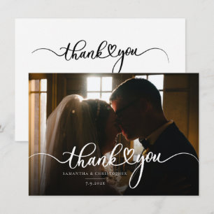 Cartão De Agradecimento Foto Elegante Moderno Casamento Obrigado
