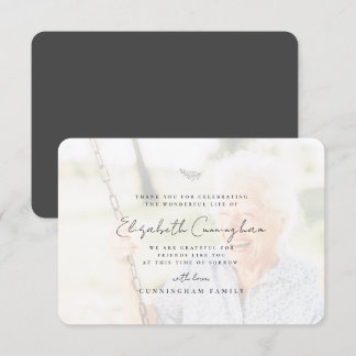 Cartão De Agradecimento Foto Elegante Simples e Moderna do Funeral Memoria