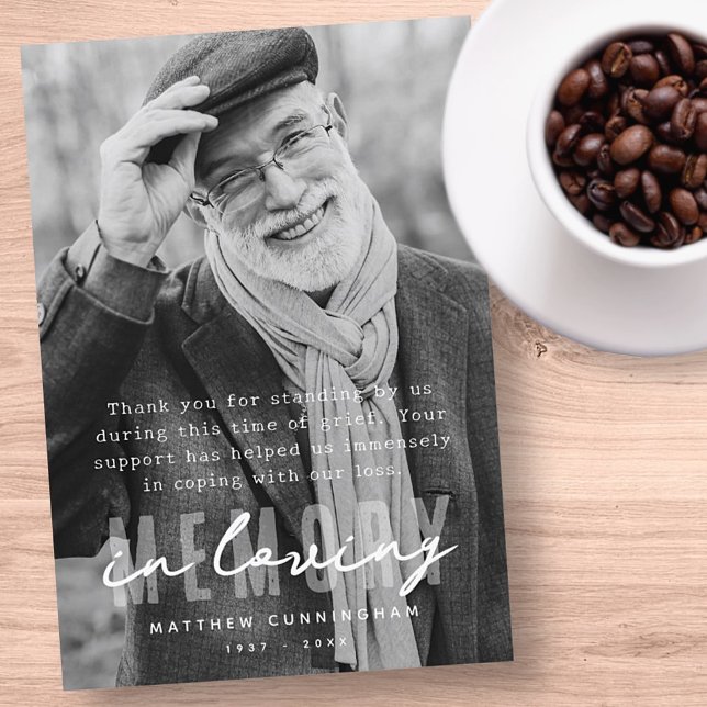 Cartão De Agradecimento Foto Elegante Simples e Moderna Memorial (Criador carregado)