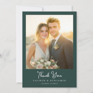 Cartão De Agradecimento Foto Elegante Verde Escuro Grata