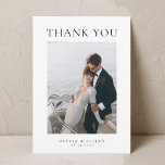 Cartão De Agradecimento Foto elementar simples W Note Wedding<br><div class="desc">Um simples cartões de agradecimentos de casamento preto e branco.</div>