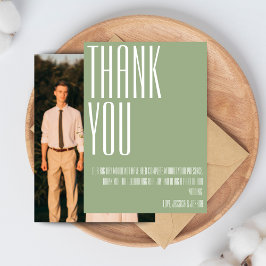 Cartão De Agradecimento Foto em branco verde de imagem verde minimalista d