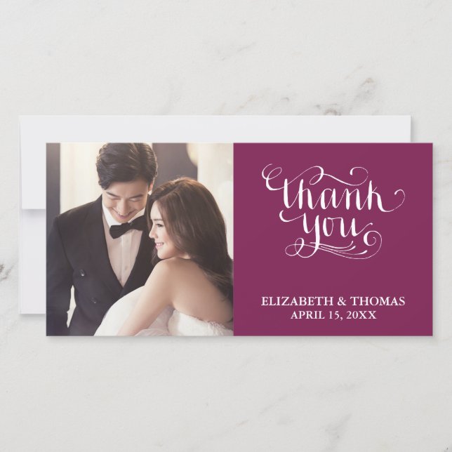 CARTÃO DE AGRADECIMENTO FOTO ESCRITA À MÃO ELEGANT (Frente)