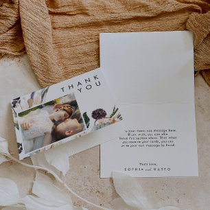 Cartão De Agradecimento Foto Floral Branca Dobrada