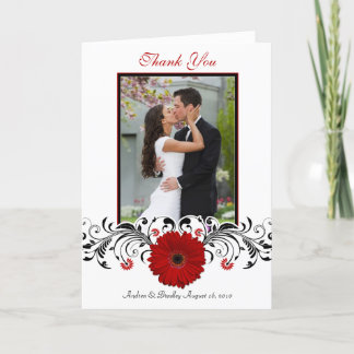 Cartão De Agradecimento Foto Floral de Gerbera Amarela Obrigado Casamento
