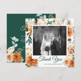 Cartão De Agradecimento Foto Floral De Watercolor De Casamento Elegante Ob
