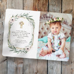Cartão De Agradecimento Foto Floral Geométrica Cruzada Batismo Obrigado<br><div class="desc">Adicione fotos e seu obrigado personalizado mensagem Disponível aqui: http://www.zazzle.com/store/selectpartysupplies</div>