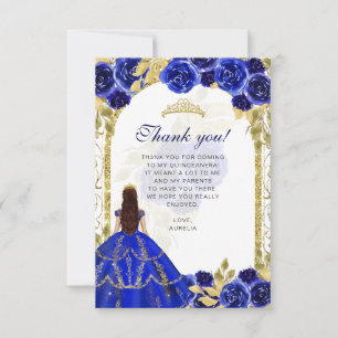 Cartão De Agradecimento Foto Floral Real Real Elegante Quinceañera
