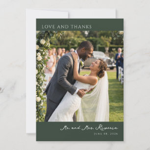 Cartão De Agradecimento Foto Floral Verde Romântica