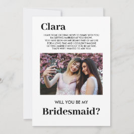 Cartão De Agradecimento Foto fofa da Bridesmaid, você será minha